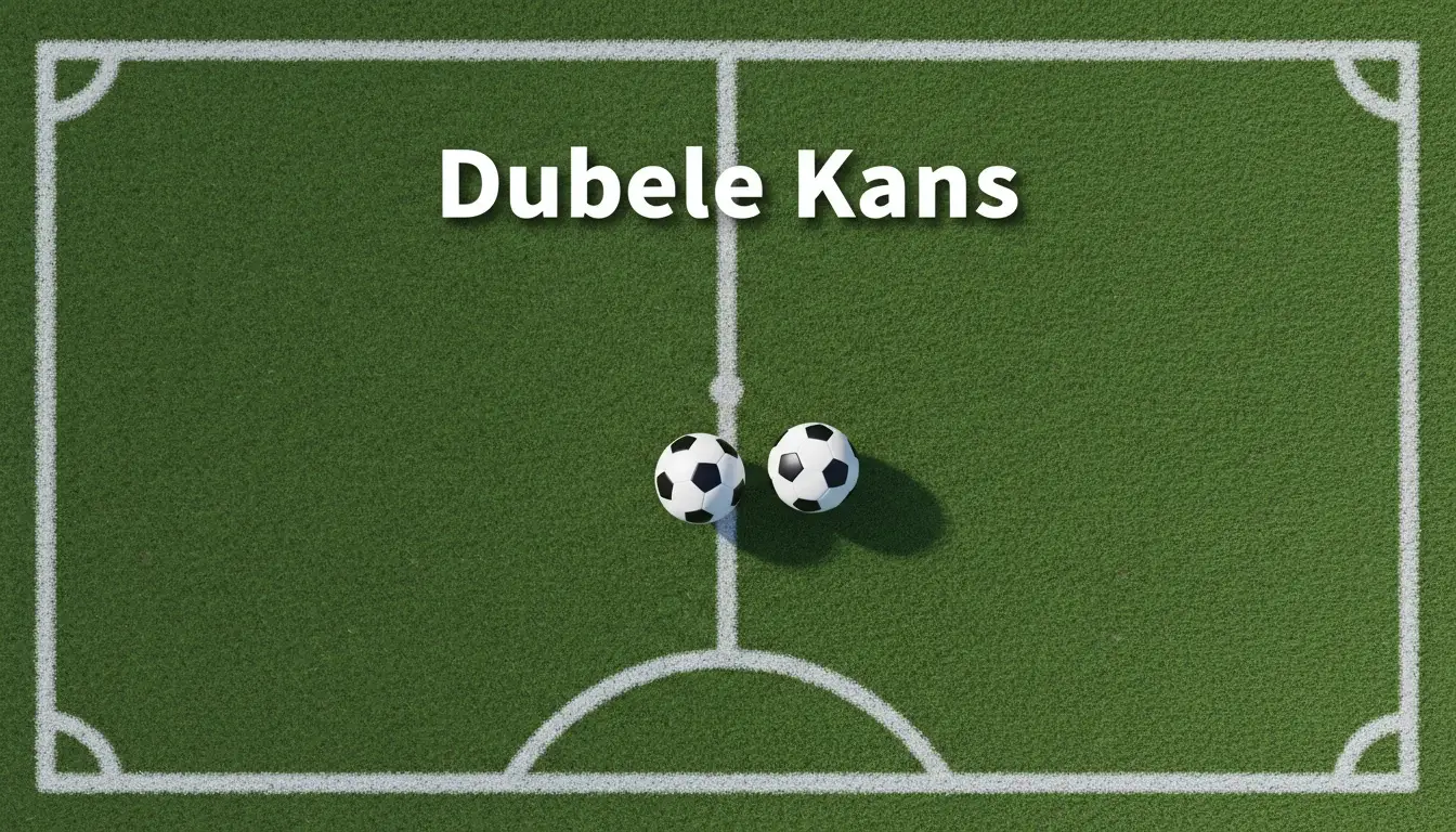 Twee voetbalpaden op een groen veld die samenkomen, symbool voor dubbele kans bij wedden