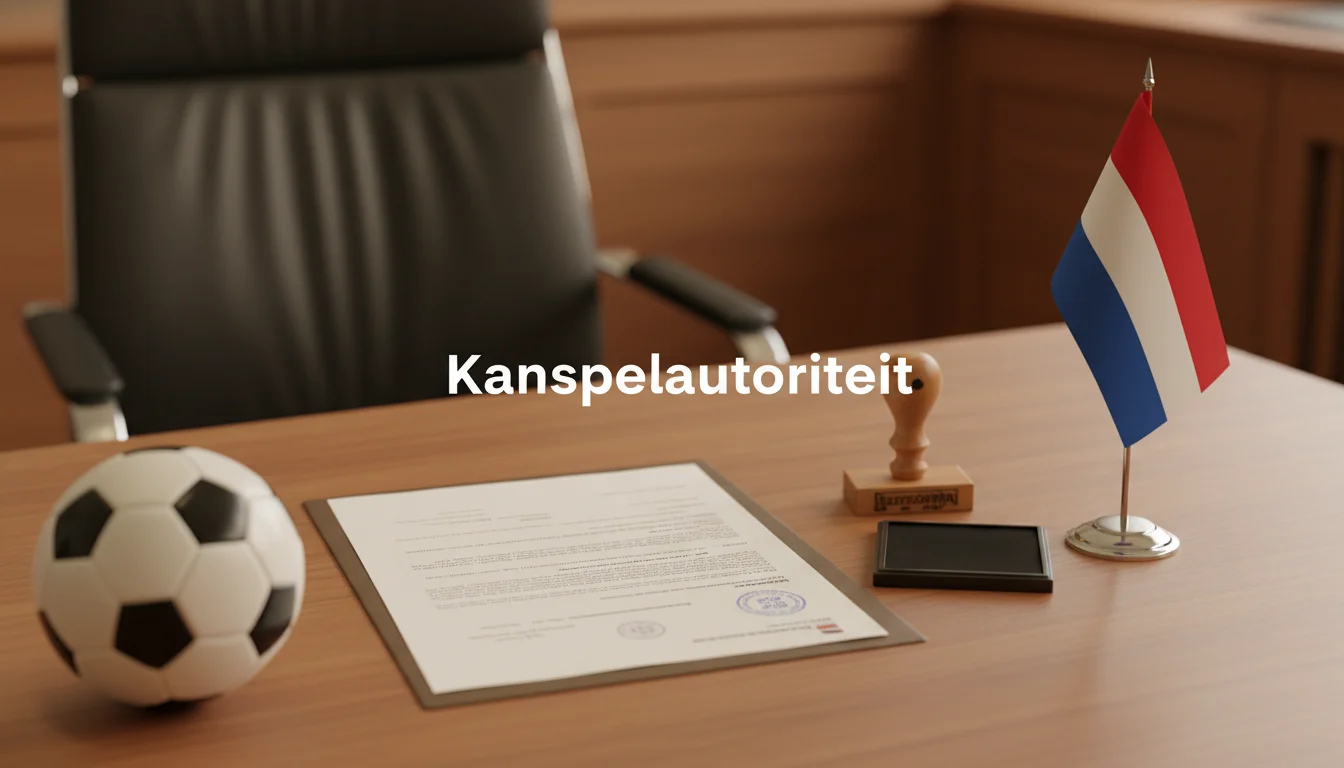 Officieel document met een stempel naast de Nederlandse vlag en een voetbal