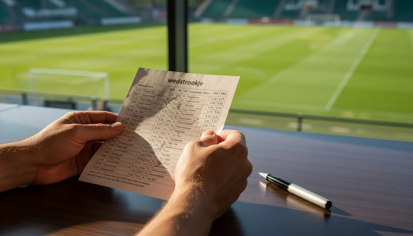 Soorten voetbalweddenschappen uitgelegd op een wedformulier naast een voetbalveld