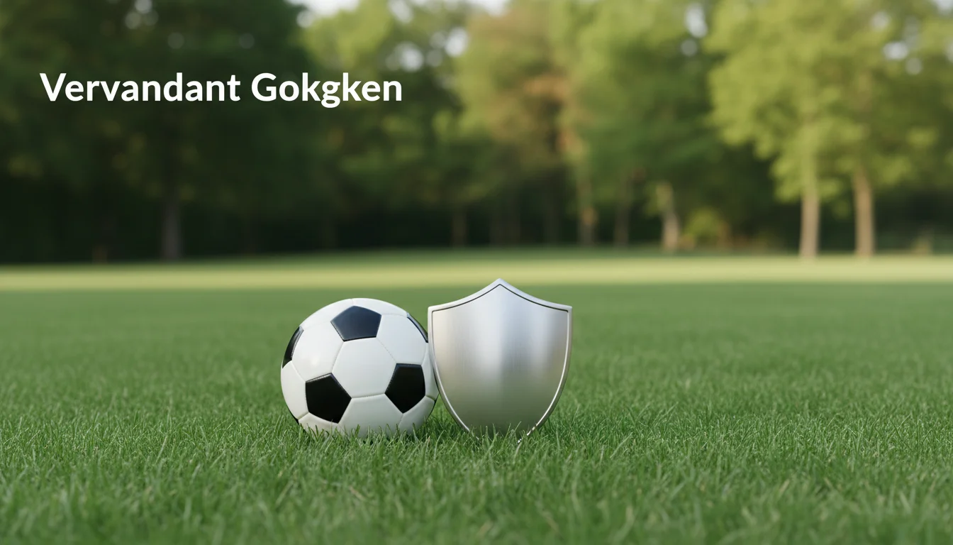 Beschermend schild naast een voetbal op groen gras, symbool voor verantwoord gokken