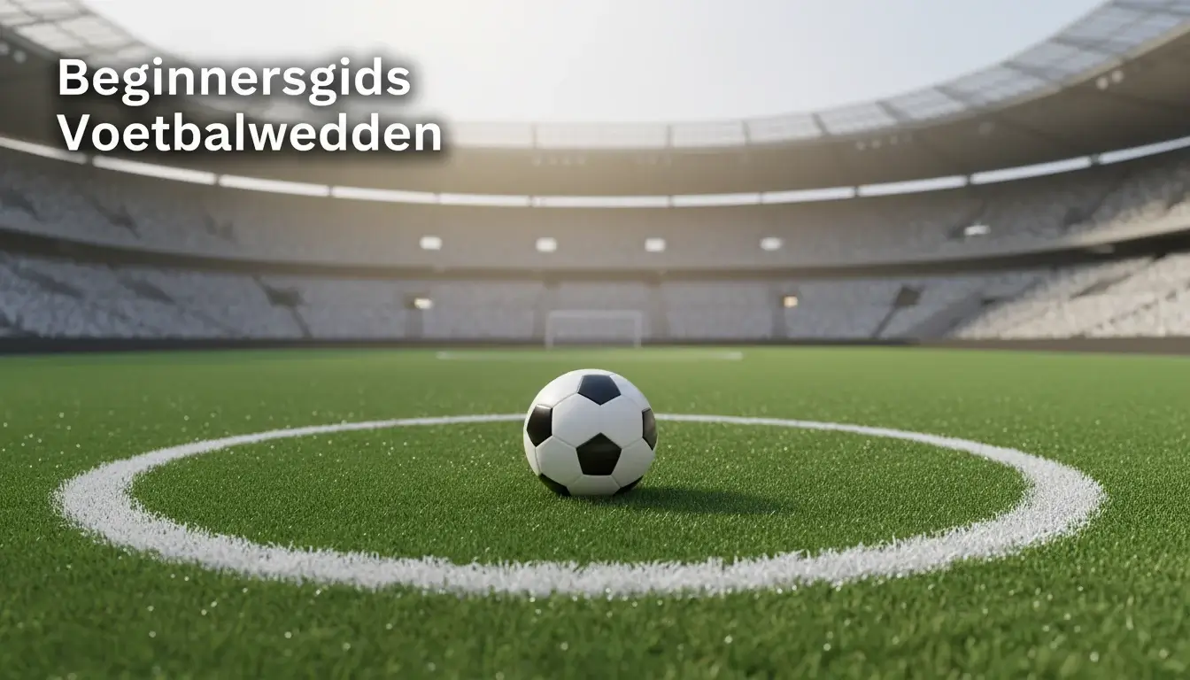 Voetbal op de middenstip van een groen veld klaar voor de aftrap, symbool voor een nieuw begin