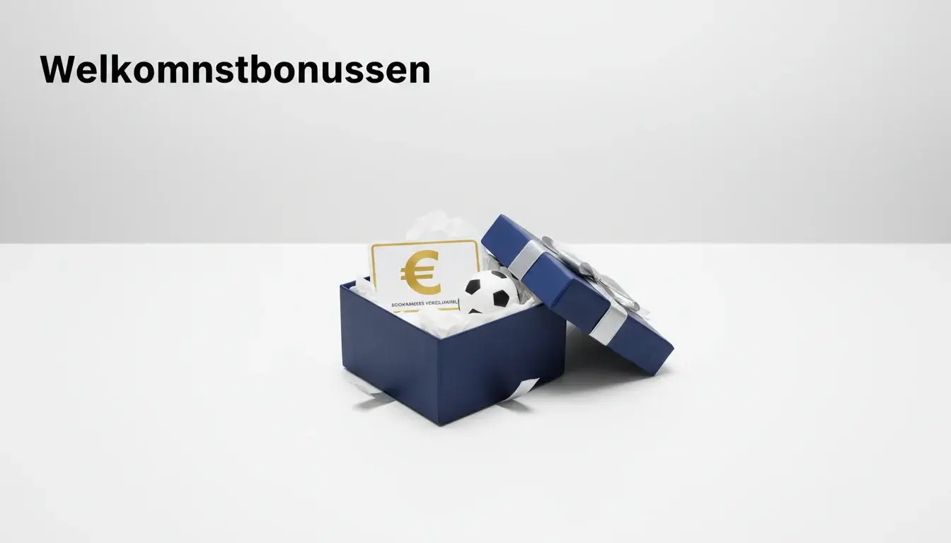 Geopend welkomstpakket met een voetbal en symbool van het euroteken op een tafel